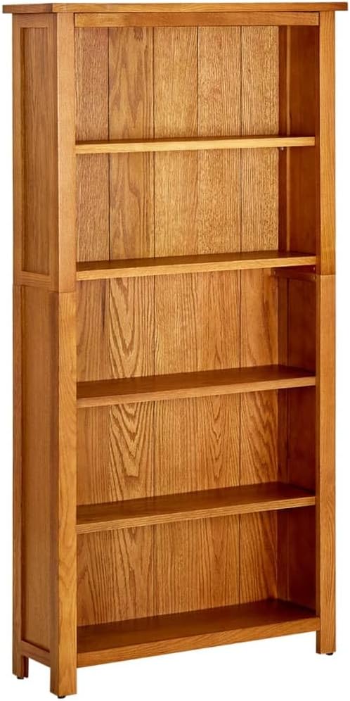 CUSON 5-Tier Bookcase | Wooden 5-Shelf Bookshelf | Rustic Wood Bookcase for Bedroom Living Room Home Office | Brown Solid Oak Wood 27.6