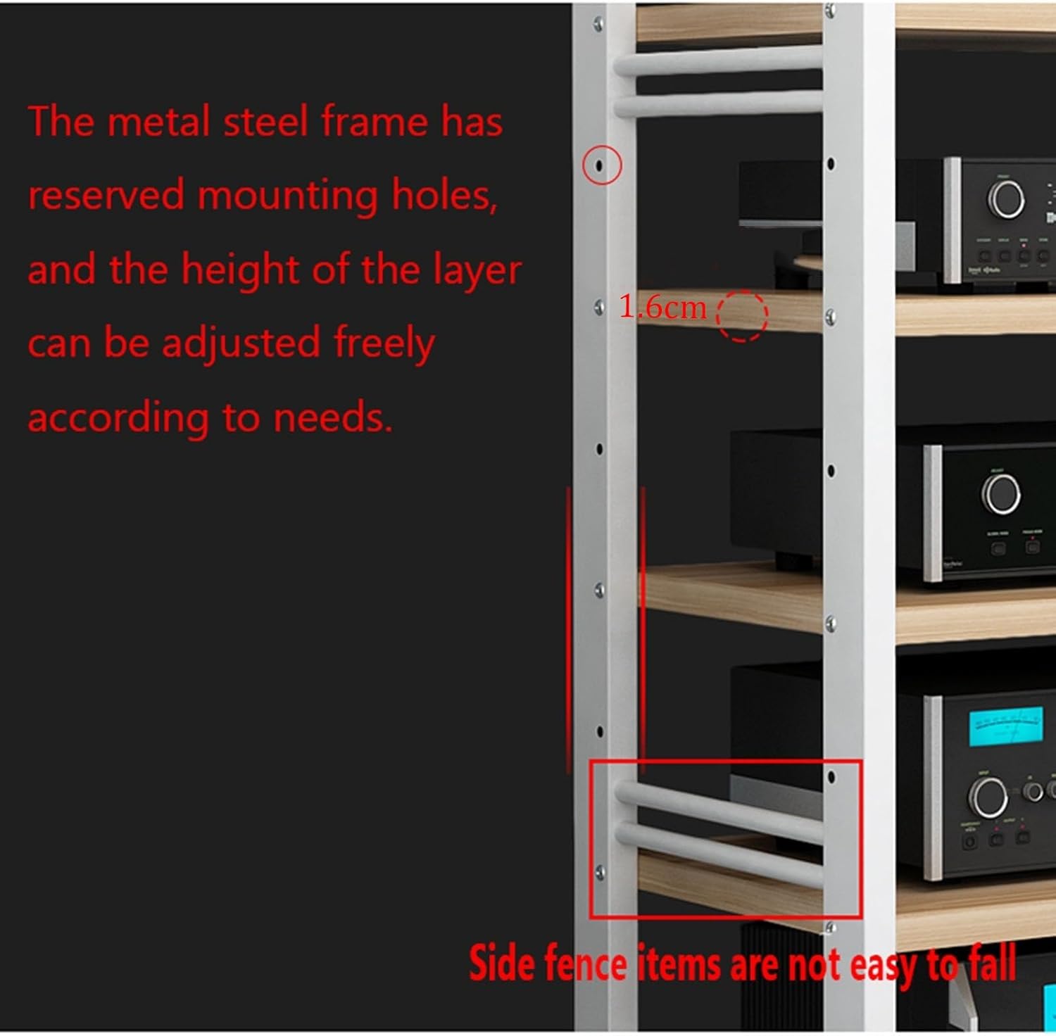 SDdPulse 4-Tier AV Media Cabinet Stand CD/DVD Player Component Cabinet