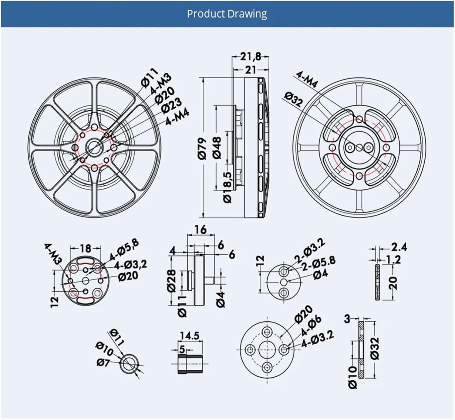 Brushless Motor MN7005 KV115/230 Maximum Thrust 4kg Multi-Rotor(KV230)