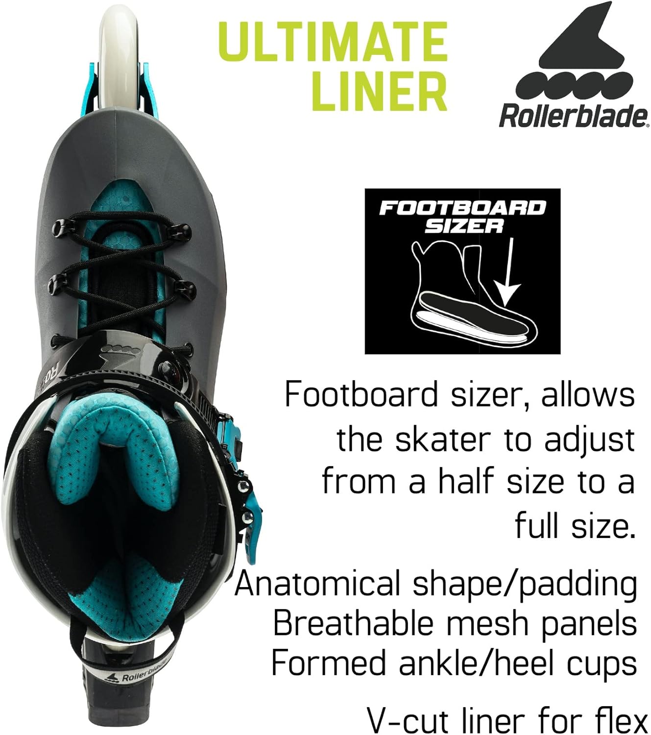 Rollerblade Maxxum XT Women's Adult Urban Inline Skate, Anthracite and Aqua, Performance Inline Skates