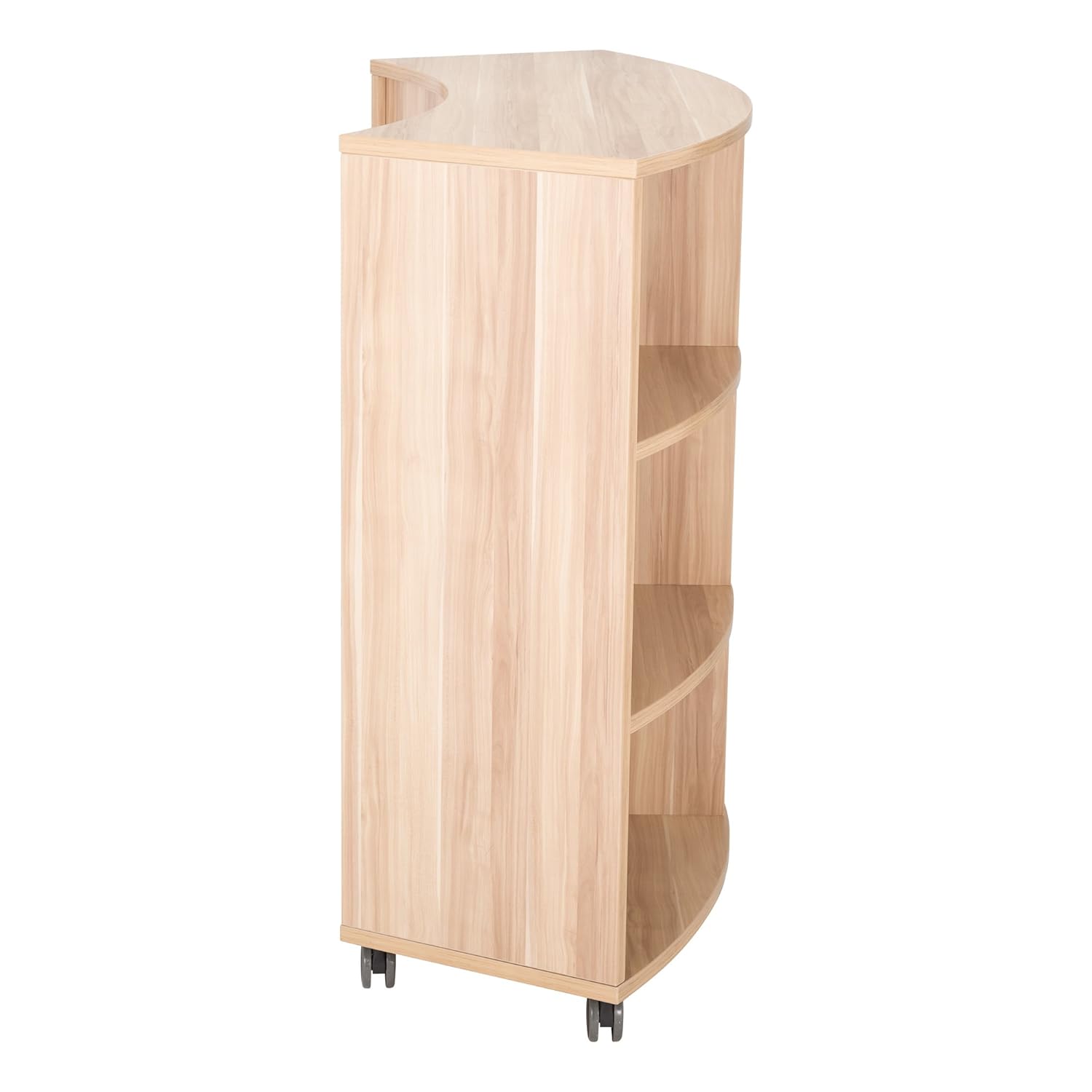 Learniture Curved Mobile Shelving/Bookcase, Six Openings, Dark Natural, LNT-AVO3001DM-SO