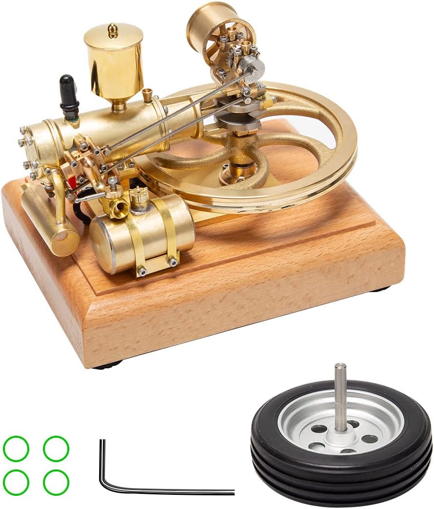 Mini Engine Model 1.9CC Horizontal Single Cylinder Four-Stroke Internal Combustion for Three-Wheelers, Fully Functional All-Metal Can Be Started and Operated