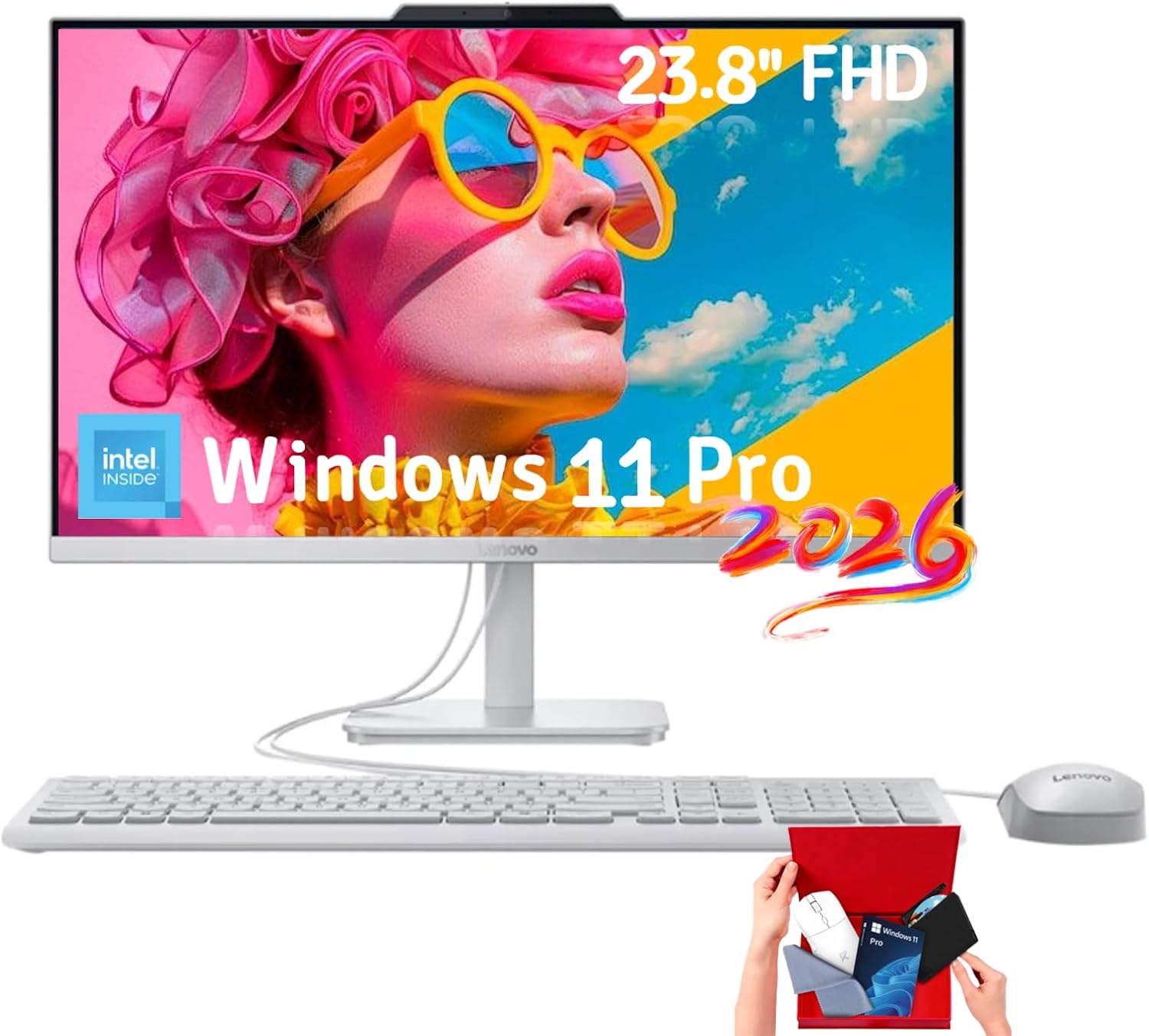 Lenovo All-in-One Desktop Computer - Windows 11 Pro, 23.8
