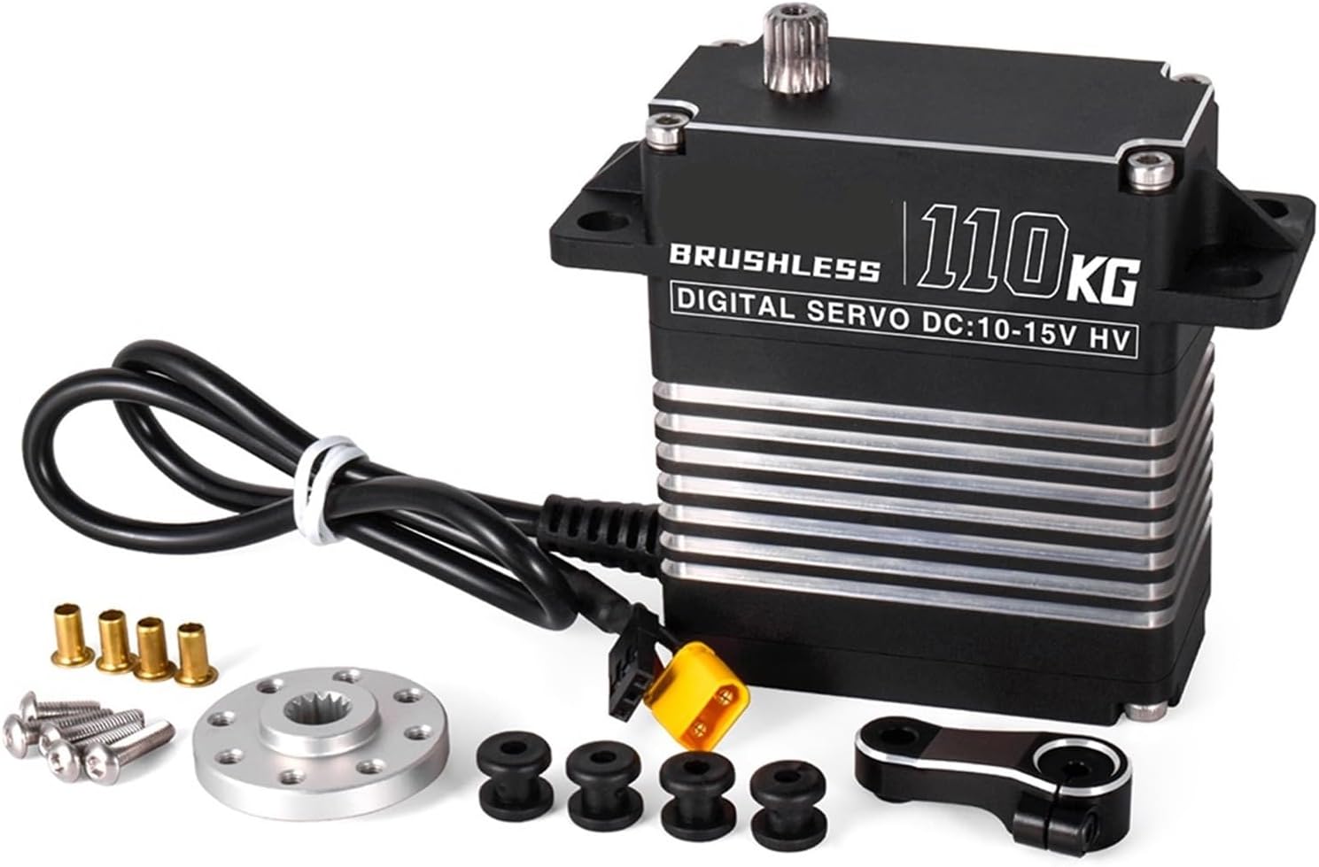 Digital Servo 110Kg High Torque Waterproof Brushless Motor HV 10-15V Metal Gear with 15T Servo Horn Suitable for 1/5