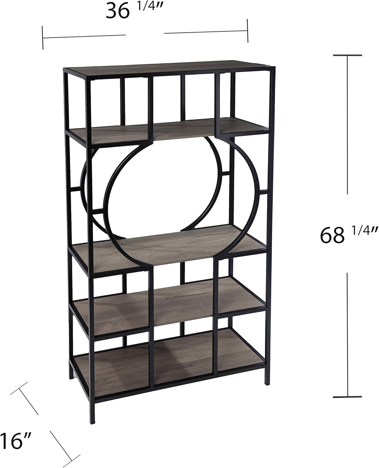 SEI Furniture Tyberton 5-Tier Bookcase, Natural/Black