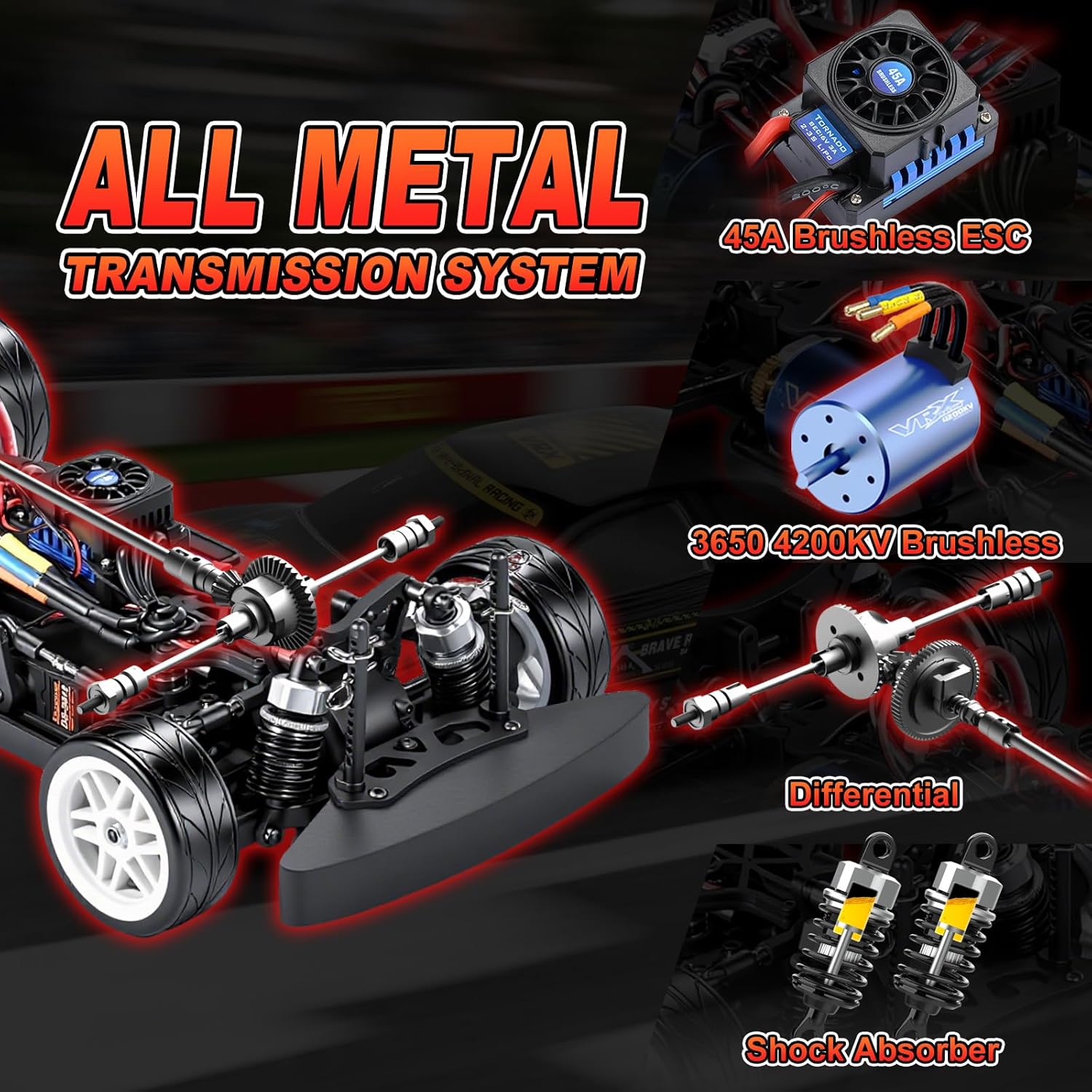 FULLFUN WYVERN 1/10 Scale RC Car for Adults, 36 MPH High-Speed 4WD Brushless Electric On-Road Touring & Drift Car, RTR with LiPo Battery & 2.4G Remote