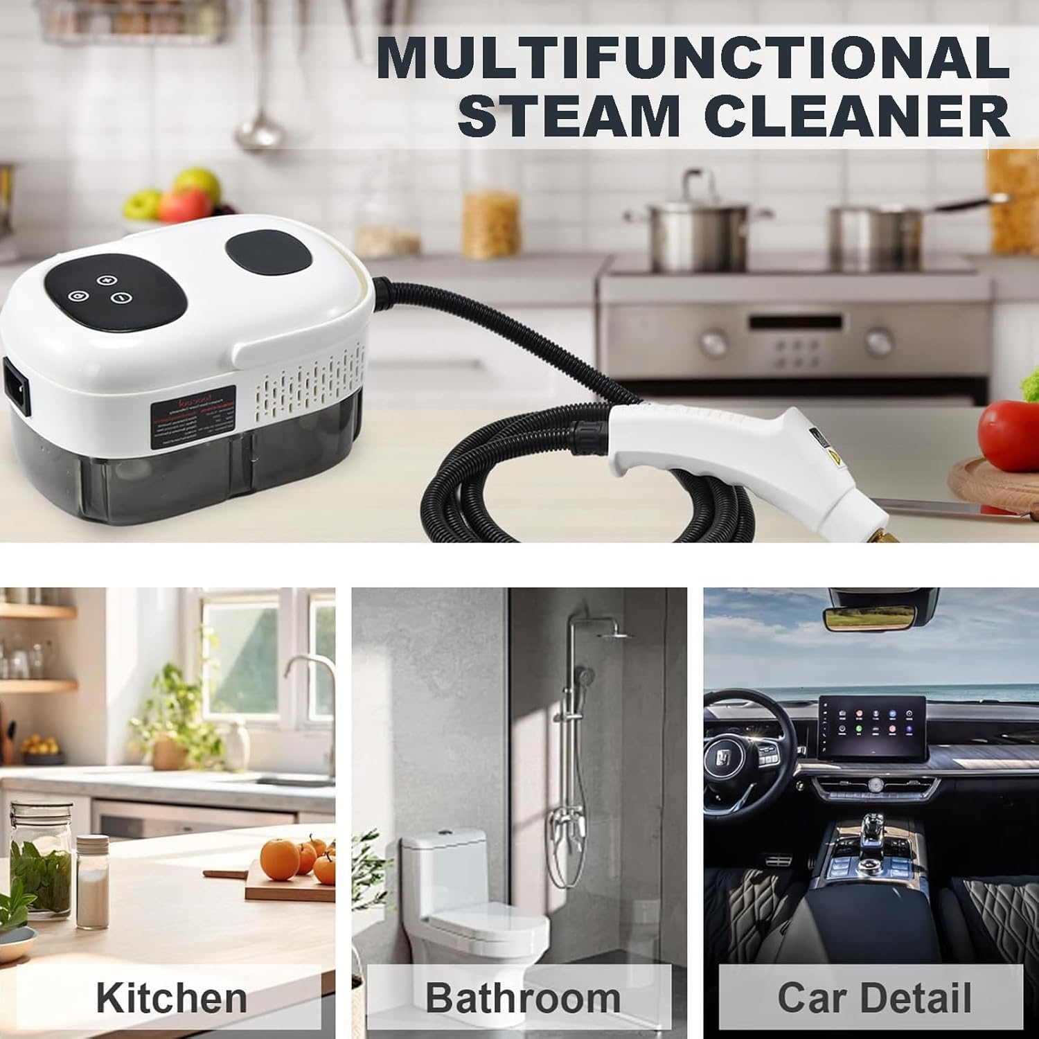 High Pressure Steam Cleaner, 15 Seconds Fast Heating, 6 Levels Of Temperature Adjustment, 1100 Ml Large Water Tank, Multifunctional Household Cleaning (White)