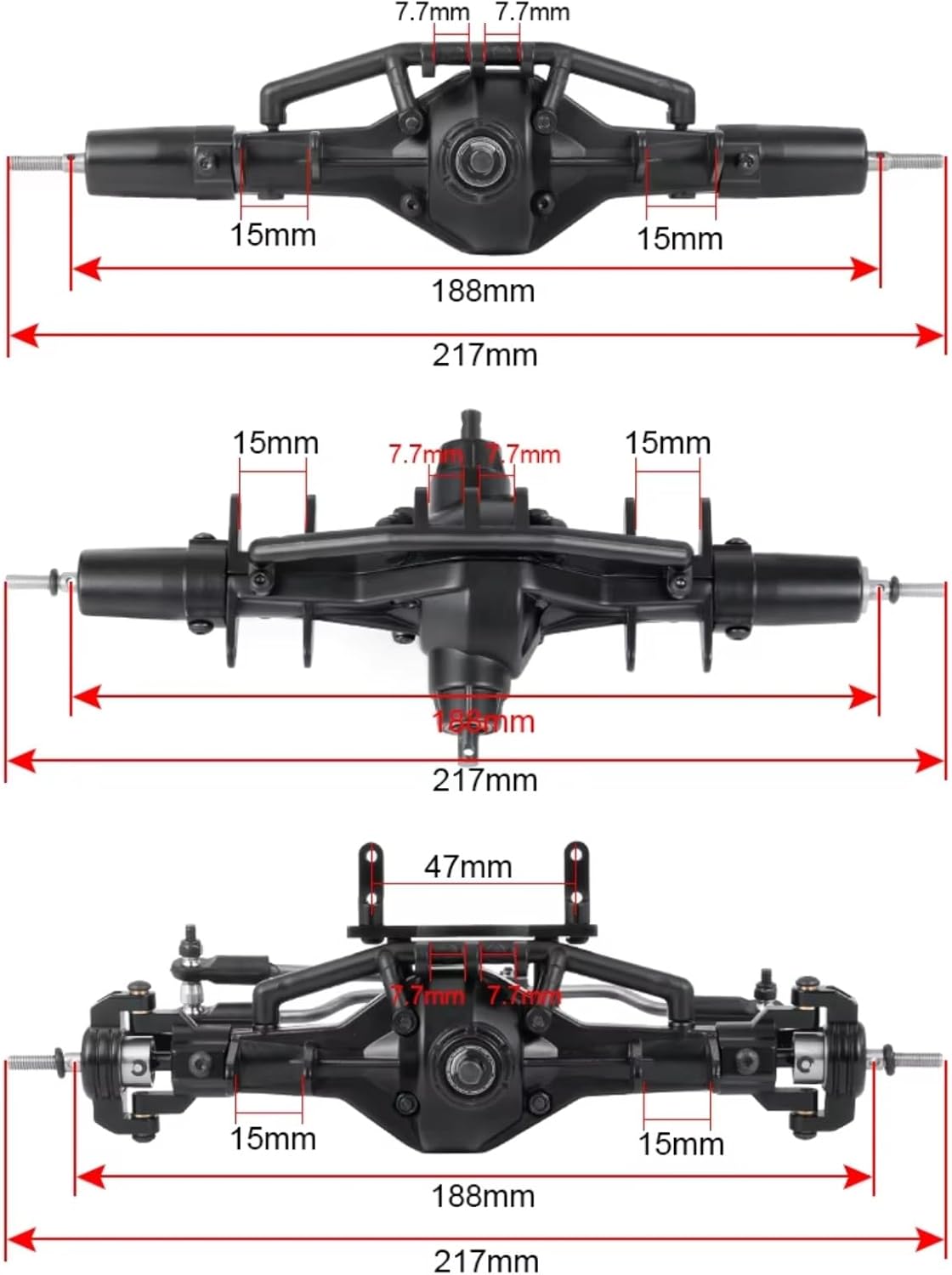 RC Axle Models For Axial For SCX10 AX90021 90027 90028 1/10 Front Middle Rear Portal Axle Metal Straight Complete RC Crawler Car Model(1set)