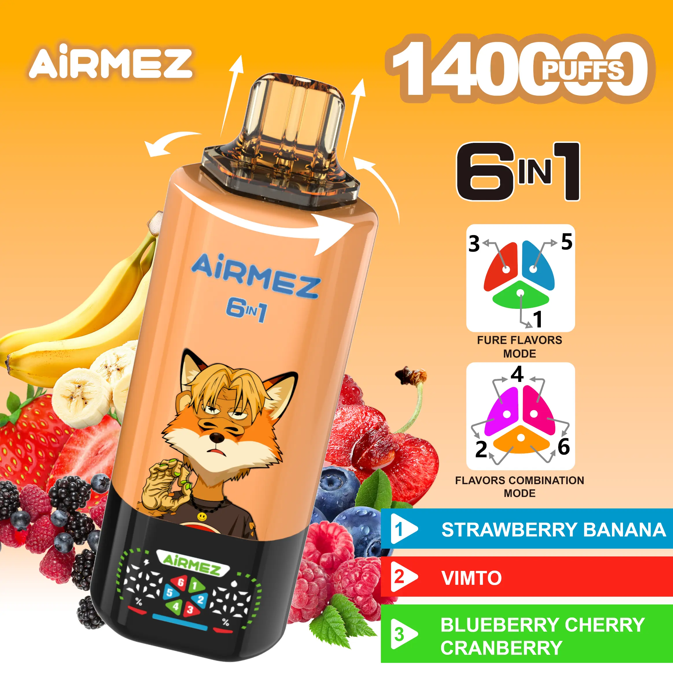 🔥AIRMEZ FOX 140K 6 in 1 (5pcs) - MYEU VAPES