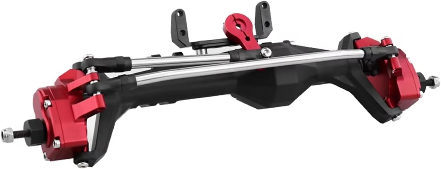 Compatible with Axial for Capra 1.9 for UTB AXI03004 F9 for Wraith 90018 RR10 1/10 RC Crawler Upgrade Part Metal Front and Rear Portal Axle RC Car Accessories(Black Red,Front and Rear)