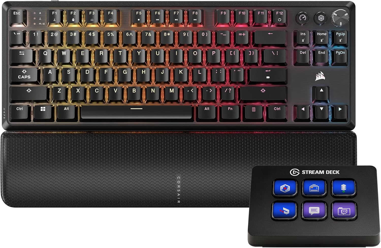 Corsair K70 CORE TKL Wireless + Elgato Stream Deck Mini Bundle - Mechanical Tenkeyless Gaming Keyboard with Studio Controller for Zoom, Teams, PowerPoint, MS Office etc, Compatible with PC/Mac