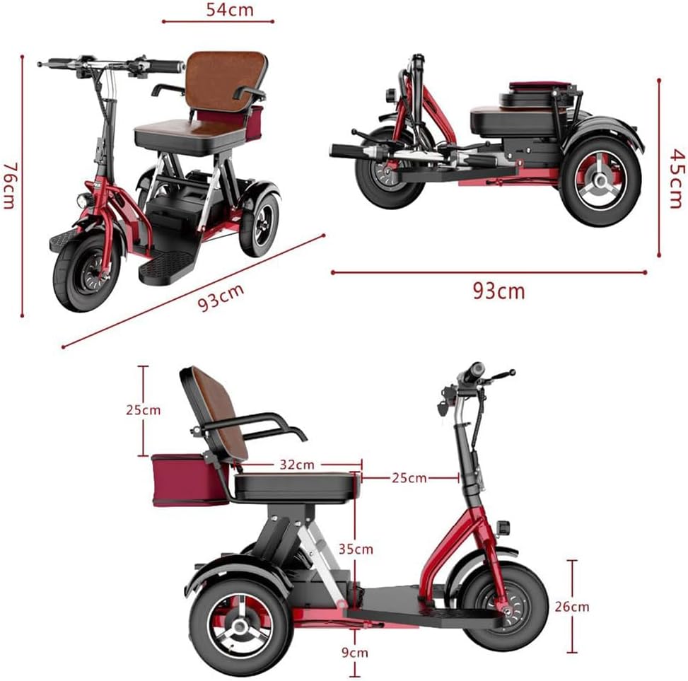 Luxury Electric Wheel Mobility Scooter Folding Mobility Scooter Lightweight Travel Mobility Scooter with Charger and Basket for Seniors Adults Handicapped Elderly Run Forward,12AH