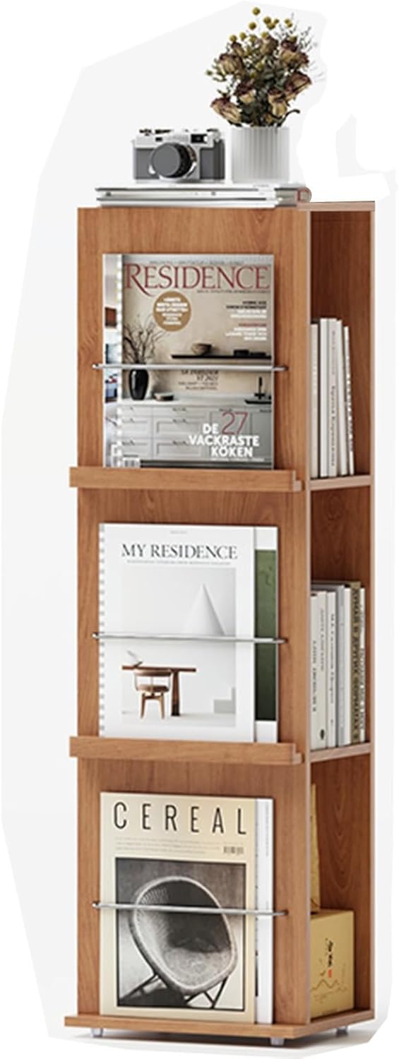 Household solid wood bookcase Floor standing storage cabinet Children's study cabinet Cubic multi-layer bookshelf cabinet Space-saving strong bearing force ( Color : Wood colour , Size : 35*27*120cm )