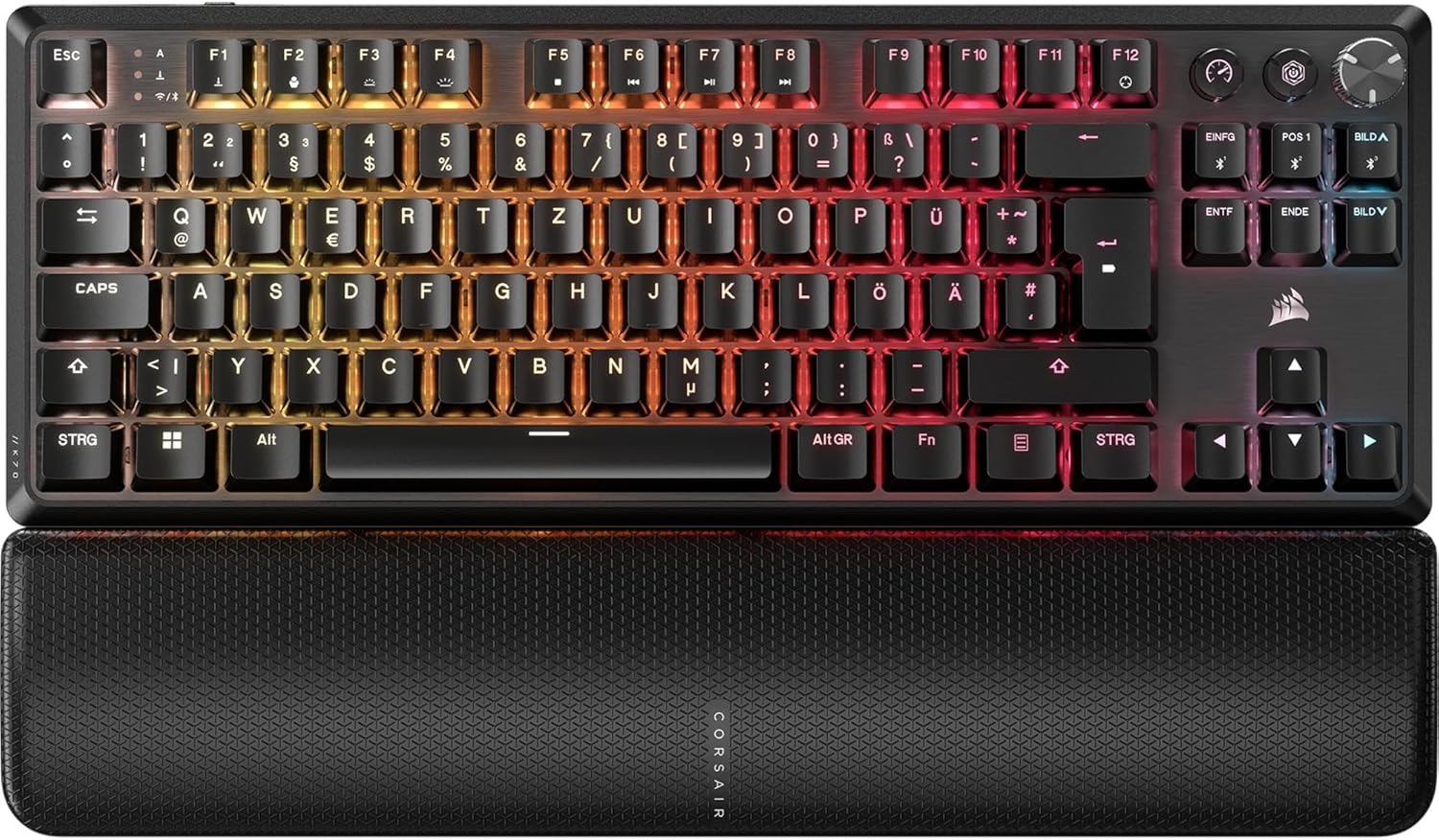Corsair K70 CORE TKL Wireless RGB Mechanical Tenkeyless Gaming Keyboard - Pre-lubricated MLX Red v2 Linear Switches - SOCD - Dual Layer Sound Dampening - ABS Keycaps - QWERTZ DE - Black