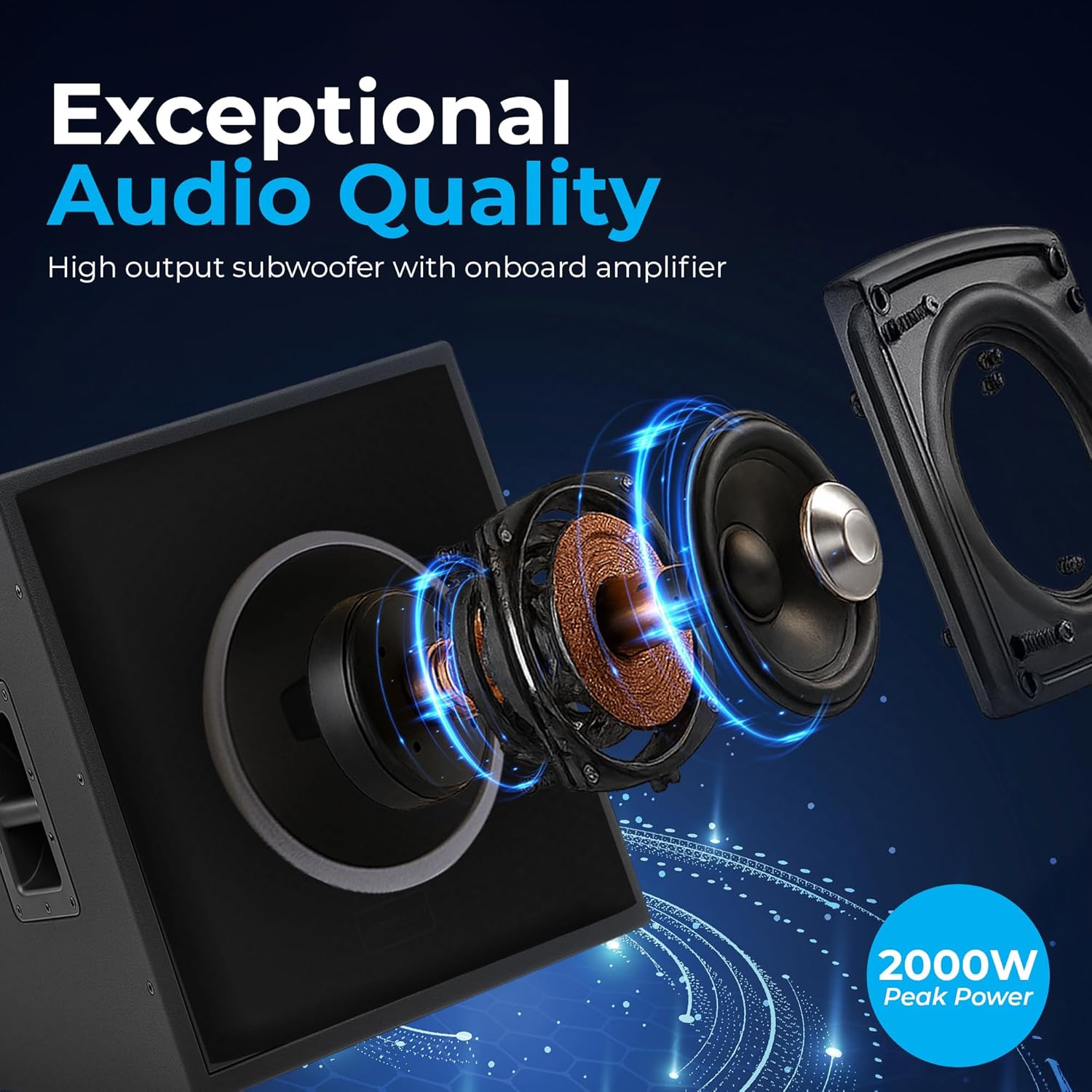 Powered 18-Inch Active Subwoofer - 2000W Peak Power, XLR Input, DSP Control, 30-150Hz Frequency Range, 8-Ohms Impedance, Volume Control, Digital Amplifier, 115V/230V