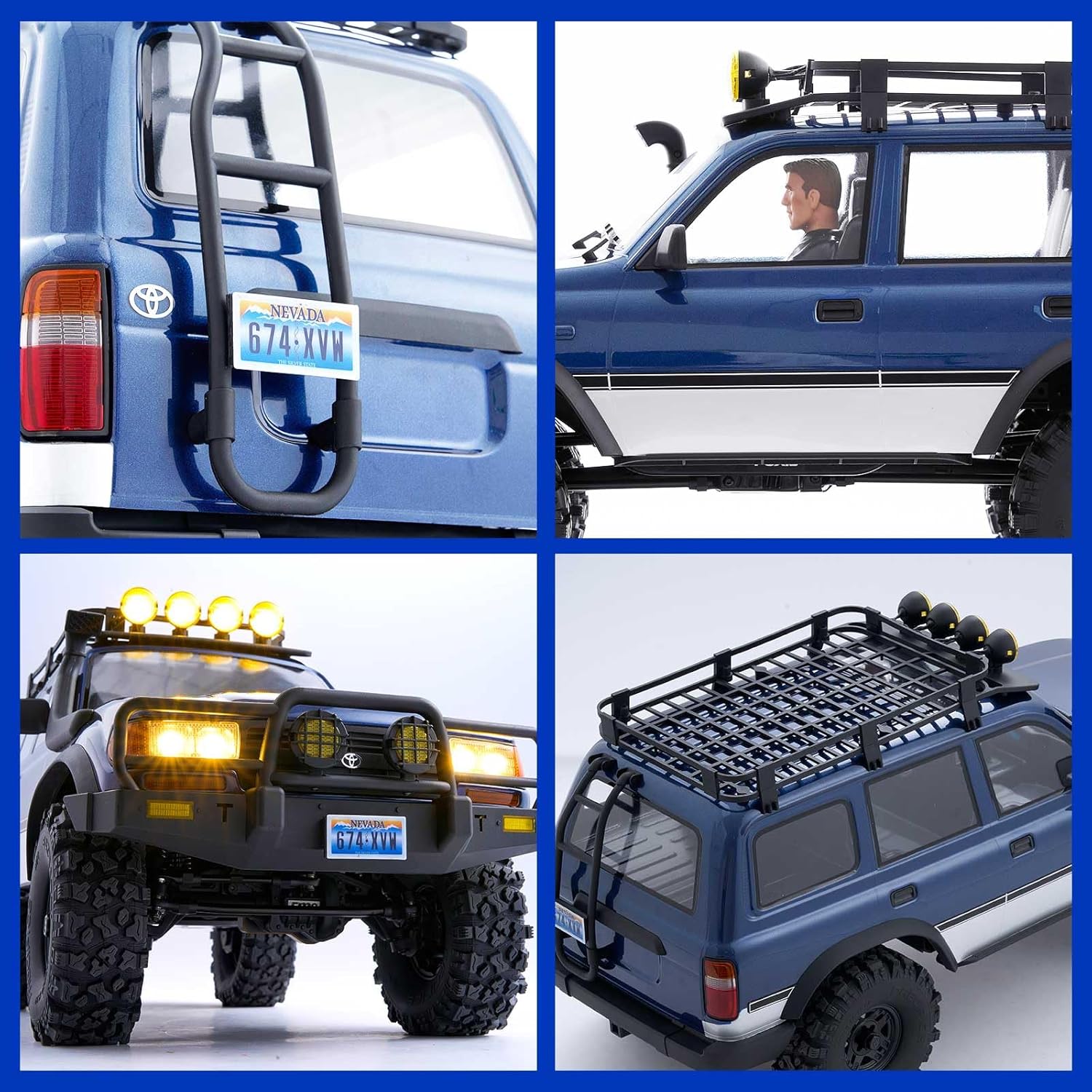 EAZYRC FMS FCX10 1/10 RC Crawler LC80 PRO V2-Official Toyota Licensed,High-Performance Brushless RC Crawler 4X4,Two Speed Transmission,Metal Chassis,Realistic LED Lights,RC Car for Adults (Blue)