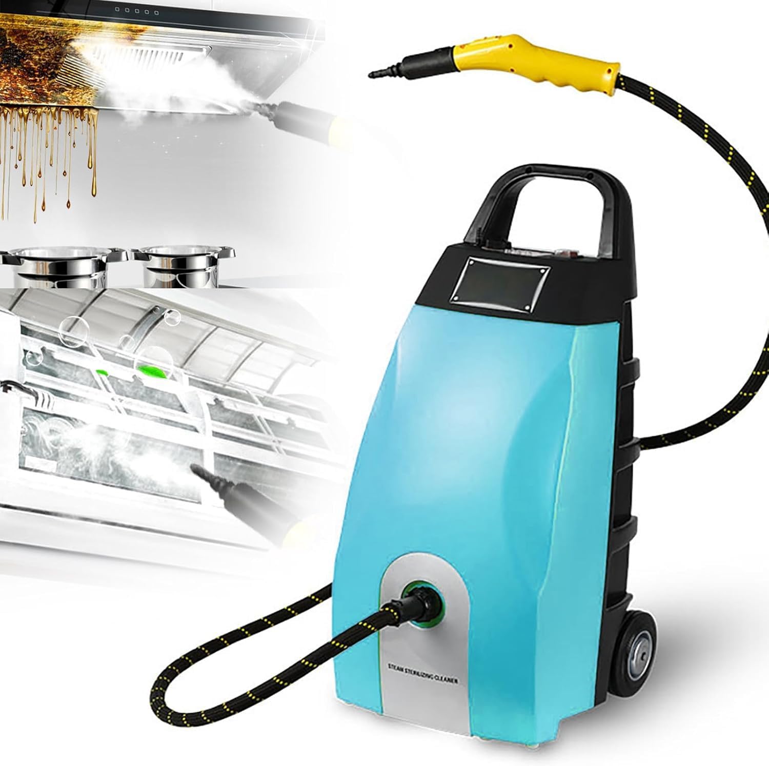 WEIZIIA Steam Cleaner, Portable Steamer for Cleaning with 6 Accessories, 15S Heat-Up, Handheld Steam Cleaner for Home for Tile, Grease, Dirt, Grout, Car Detailing Blue