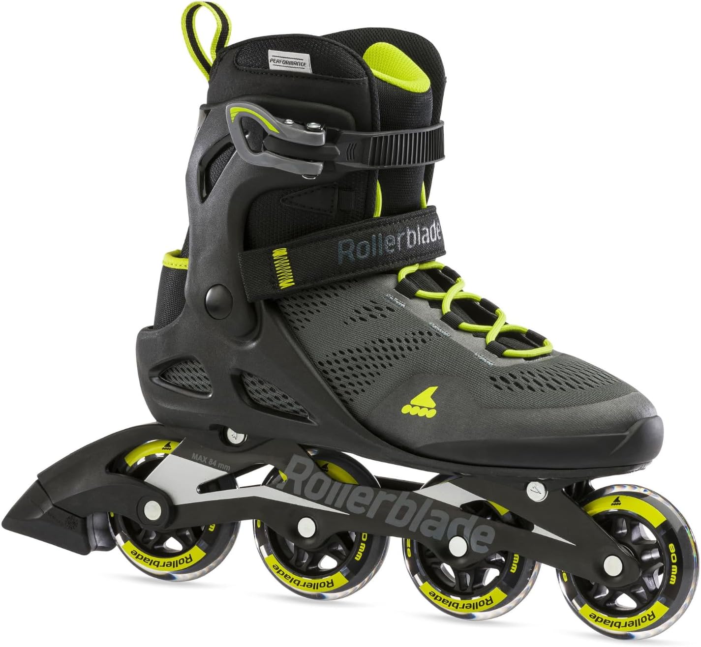 Rollerblade MACROBLADE 80, Herren Inline Skates, Inliner für Einsteiger & Gelegenheits Skater, Schwarz/Lime