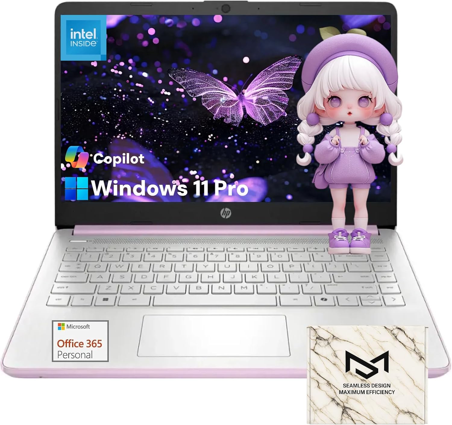 HP 2025 14-inch Student Laptop - Win 11 Pro & 1-Year Office 365 • Intel Quad-Core (Beats N4120) CPU • Wi-Fi 6 • Copilot AI • 16G RAM • 128G UFS + 256GB SD Card • Thin & Light Laptop • w/Accessories