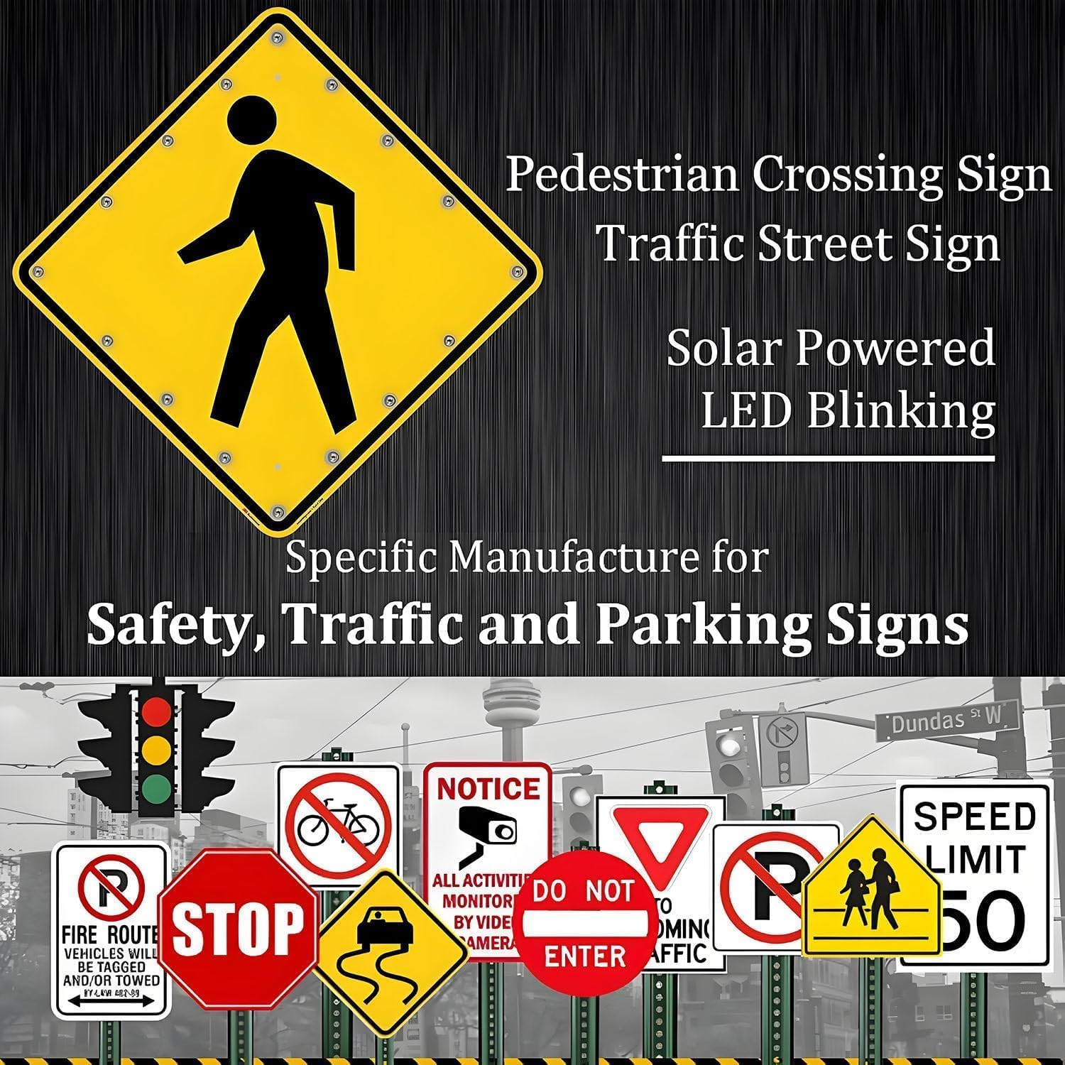 Solar LED Pedestrian Crossing Sign 24