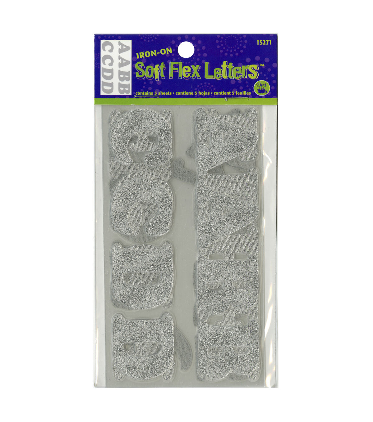 Dritz 1 Metallic Silver Soft Flex Iron On Letters