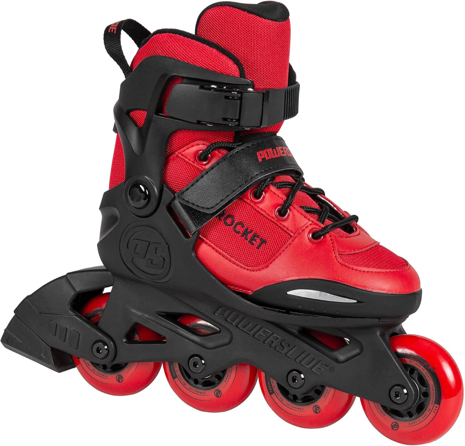 Powerslide Rocket Red, Adjustable Size 4 Wheels Children's Inline Skate, ABEC 7 Bearings