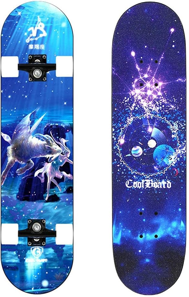 Double Kick Trick Board Flash Wheel Skateboard with ABEC-7 Bearing 7-Layer Maple Deck for Adults Kids and Teens 31 X 8 X 5 Inches for Beginners and Professionals (7)