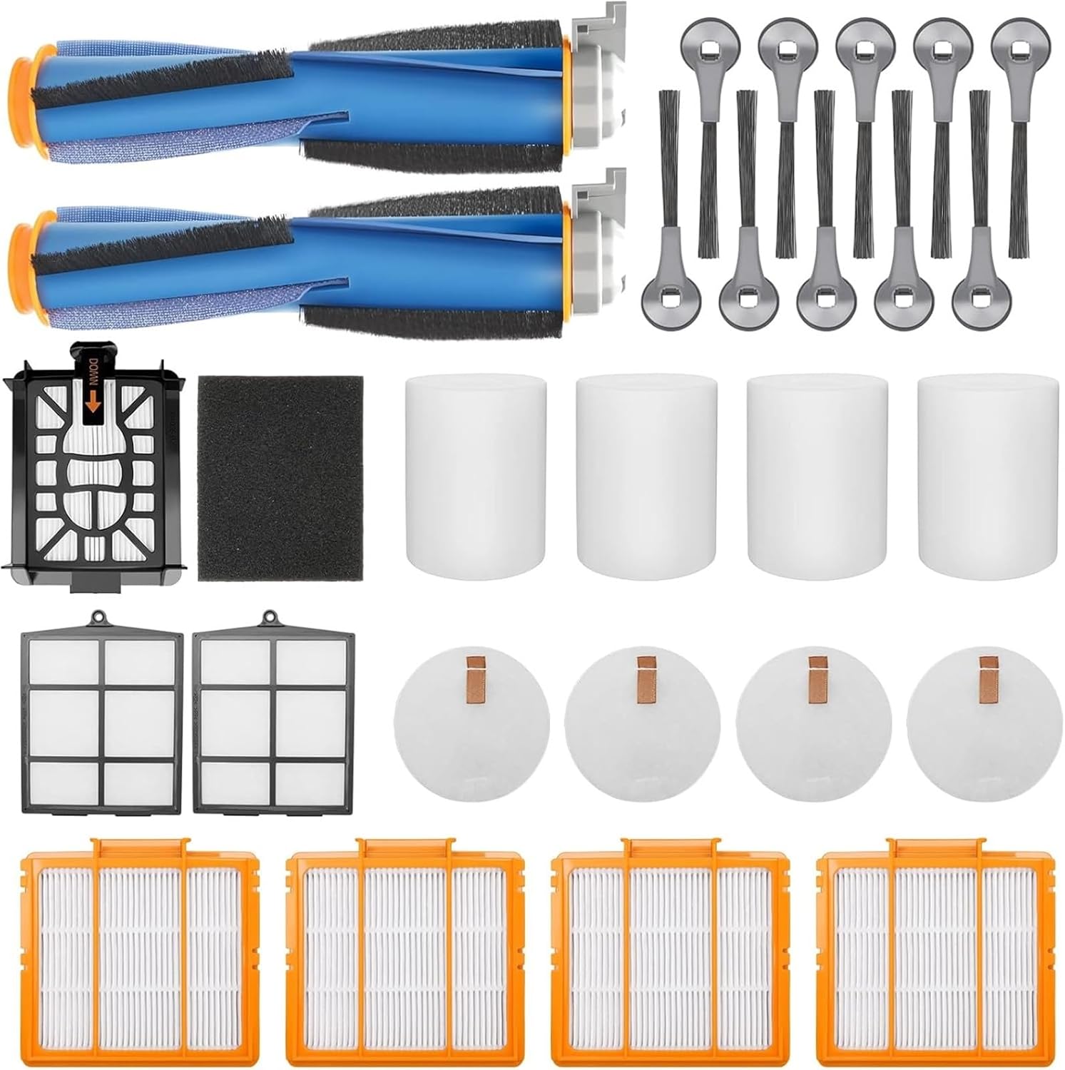 YHFBXVEM Shark Vacuum Cleaner Replacement Parts Kit with Main Roller Brush Foam/Primary Filter And Sweep Side Brushes for(Parts Kit -23PCS)