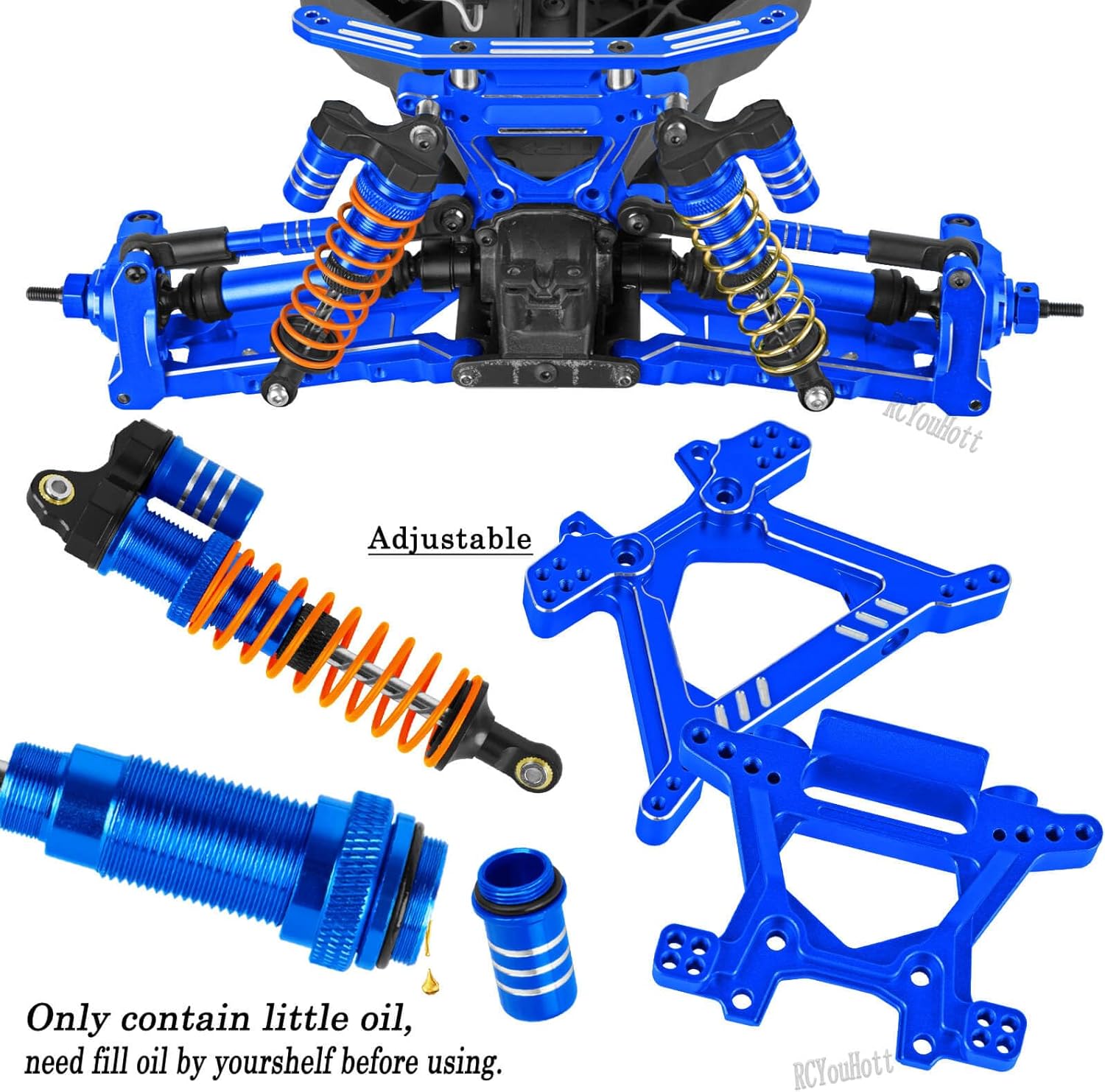 RC Upgrades Part for 1/10 Rustler/Slash/Stampede 4x4 4WD VXL,Arm/Shocks/gearbox/37T Diff Gear/Caster Block,Steering Blocks/Stub Axle Carriers/Drive Shaft/Shock Tower/Links,Navy Blue