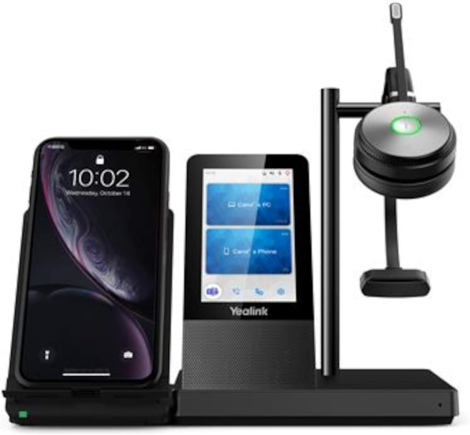 Yealink WH66-MONO-UC Wireless Business Headset Bundle with Microphone for Computer Laptop DECT Headset for Office VoIP Phone IP Phone Teams Phone Workstation for UC Communication