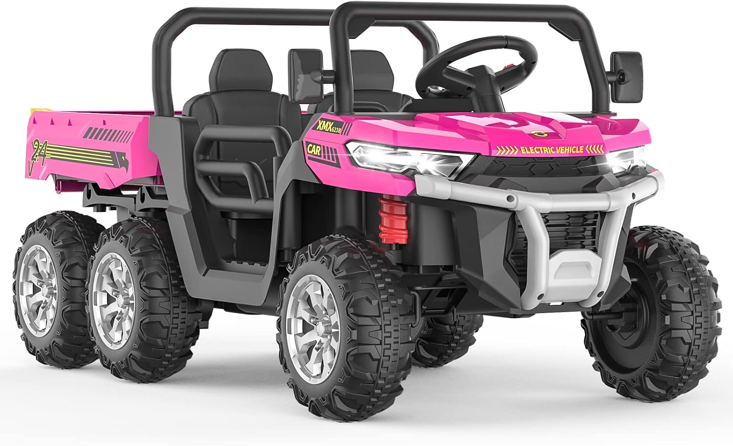 Ride On Dump Truck for Kids Ride On Car with Remote Control Electric UTV Vehicles with Electric Dump Bed, 4WD Power Ride-on 6 Wheels Ride On Toys for Boys Girls