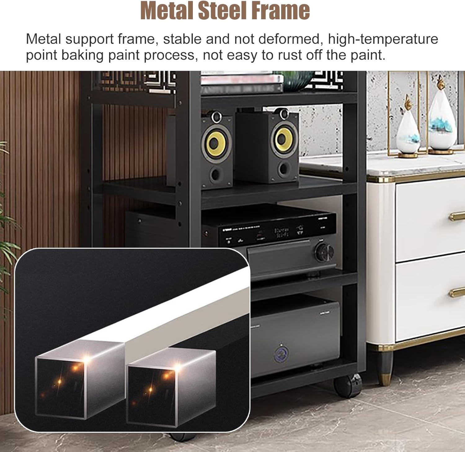 Home Heavy Duty Entertainment Stereo Components Rack on Wheels