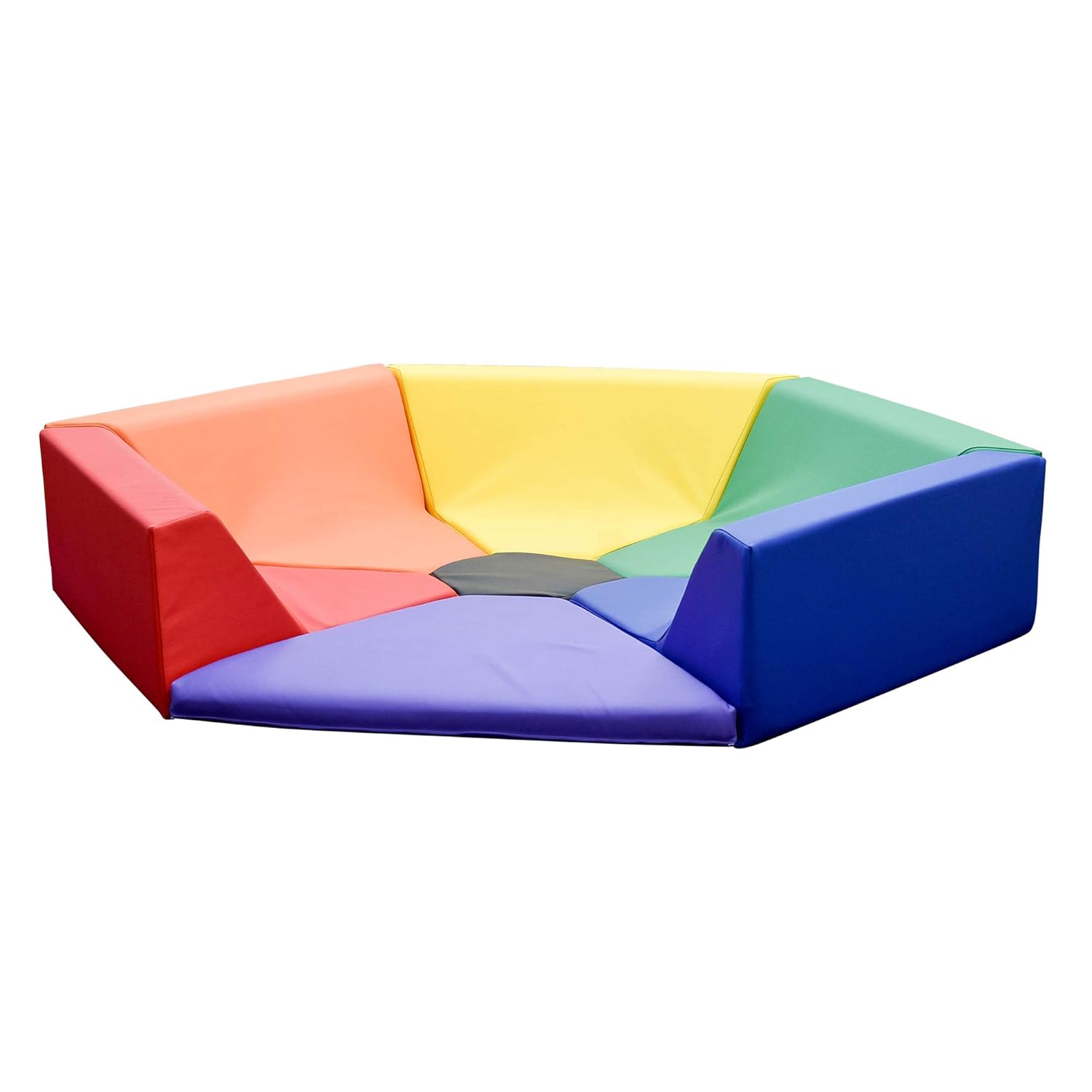 Children's Factory Hexagon Happening Hollow Kids Reading Nook, Toddler Modular Couch for Daycare, Classroom, Rainbow