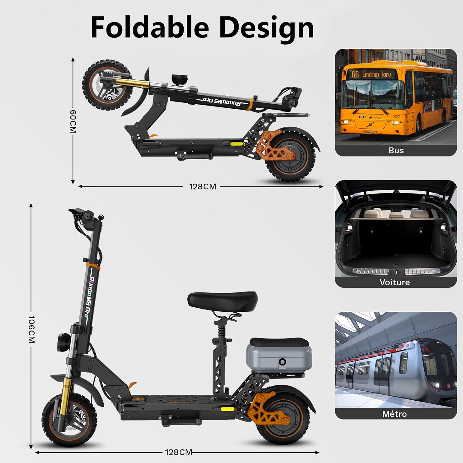 Electric Scooter, 1000W/ 1200W/ 1600W/ 3200W Brushless Motor, 28-40Mph, 31-45 Miles Range, E-Scooter with Seat for Adults