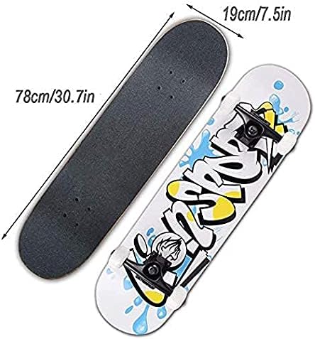Four-Wheel Skateboard Four-Wheel Double Kick Skateboard concave Design 7-Layer Maple Mini Skateboard Suitable for Adults Teenagers and Children 30.7X 7.5 inches