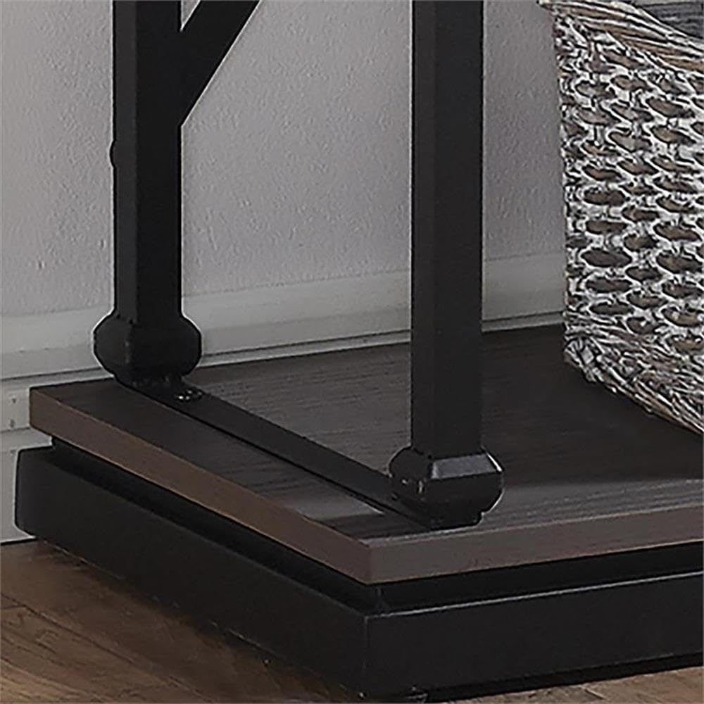 BOWERY HILL Industrial Metal 58-Inch Bookcase in Antique Gray