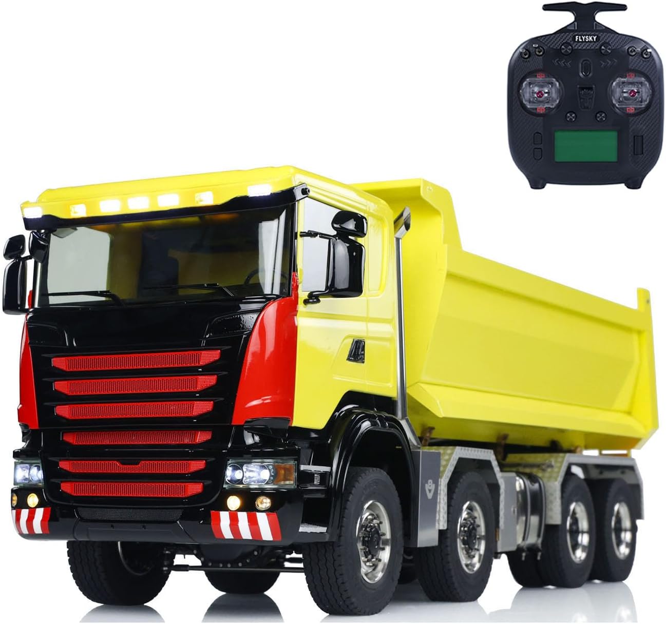 TOUCAN RC HOBBY 1/14 Metal Hydraulic RC Roll Off Dumper Truck 8x8 Differential Lock Axles 3Speed