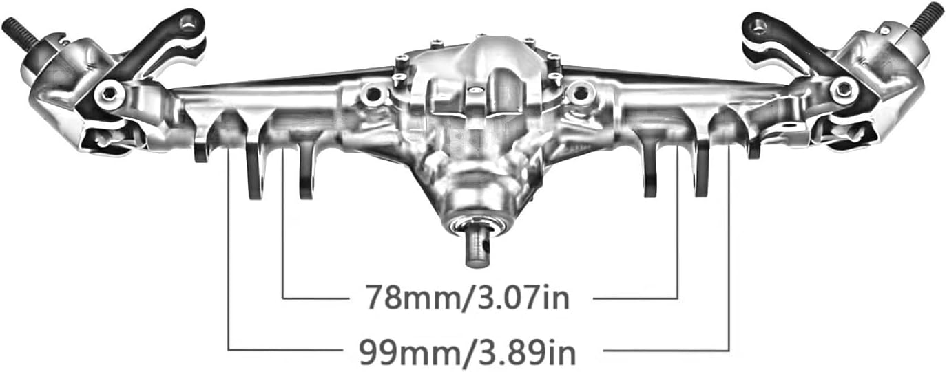 Compatible with Axial 90046 1/10 RC Crawler Car Upgrade Parts CNC Aluminum Front Rear Straight Complete Axles Set RC Front and Rear Axle(Silver,1Set)