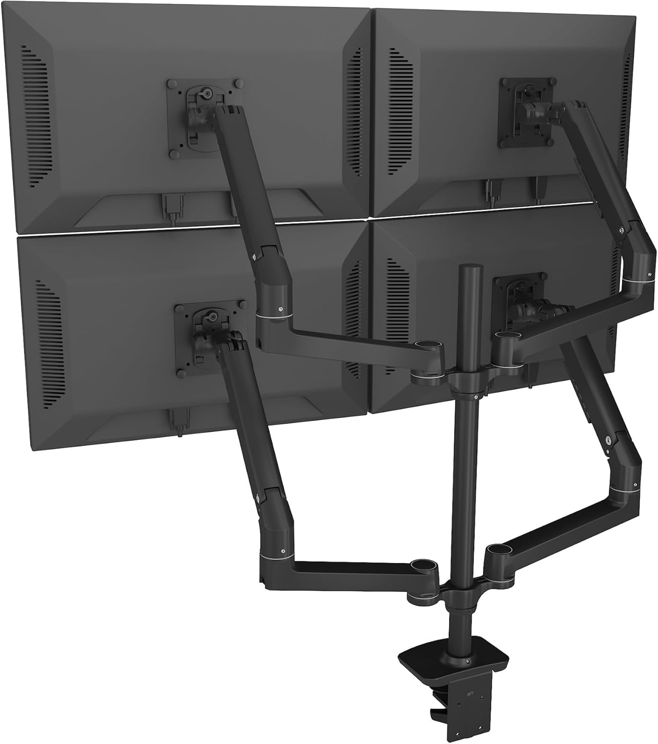 17-38 inch Multi-Screen Monitor Desktop Bracket Engineering up and Down Lifting Rotating Laptop Computer Hanger Four-Screen Bracket(Black)