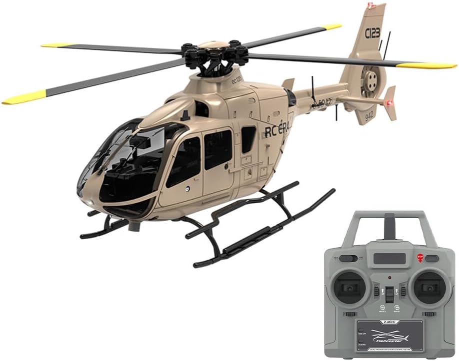 RC Helicopter for Adults, 6-Channel Single-Rotor RC Helicopter with Brushless Motors & 6-Axis Gyro, Optical Flow Altitude Hold Hobby RC Helicopter, Model C123