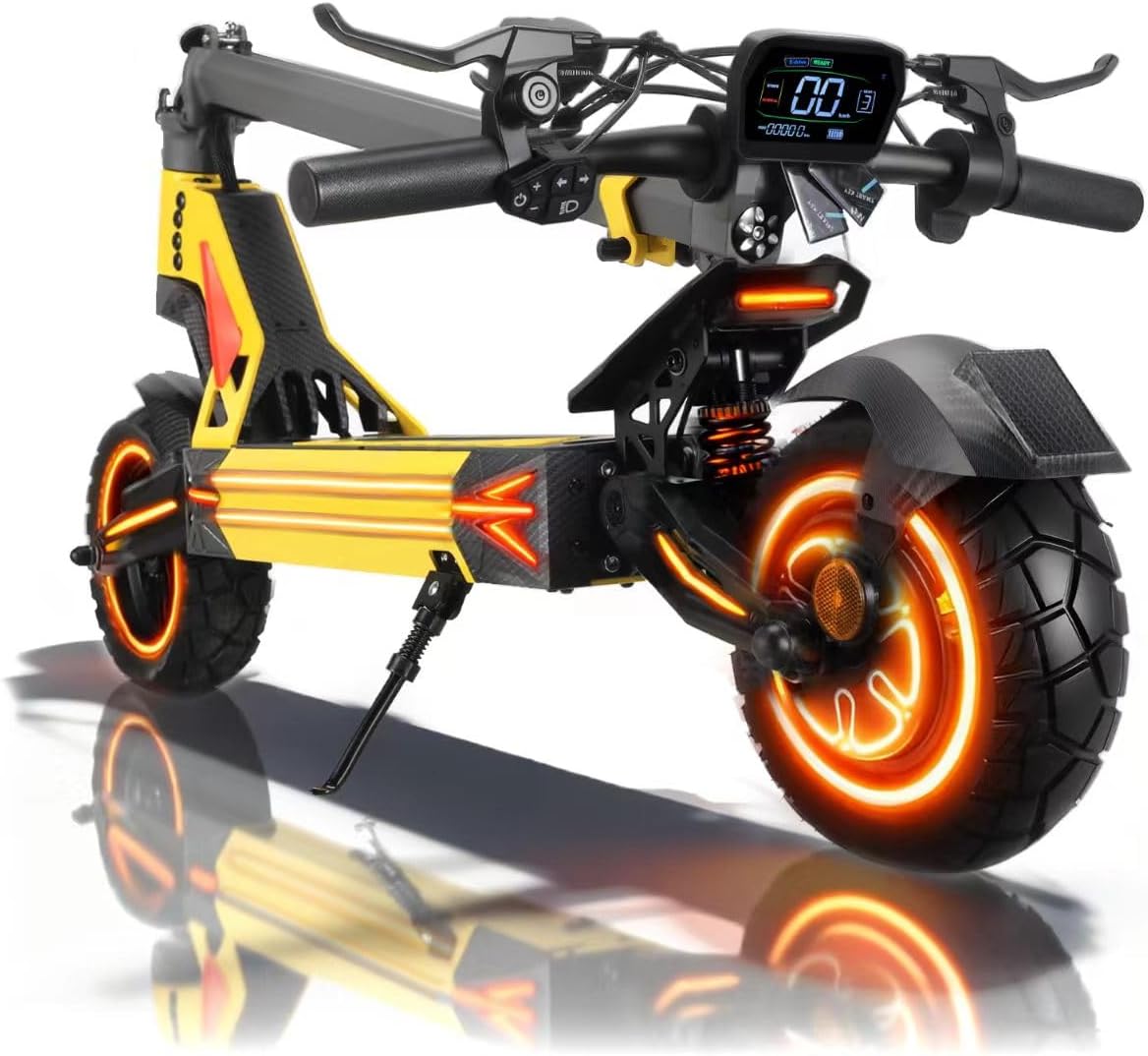 1600W High-Power Electric Scooter for Adults, 48V21AH Lithium Battery, Up to 36MPH, 32-35 Miles Range, Dual Suspension, Dual Brakes, 3 Speed Modes, LCD Display – Off-Road Folding E Scooter