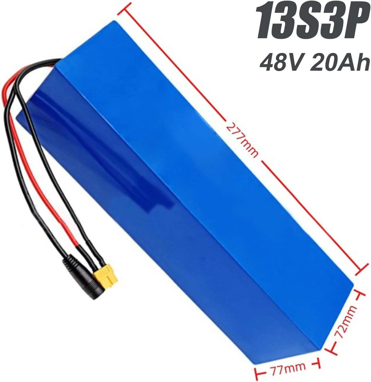 48V 20Ah E Bike Lithium Ion Battery with 54.6V 2A Charger 13S3P Electric Bicycle Scooter Battery Built in BMS for 250W 300W 350W 500W 750W 1000W Motor(XT60 Plug)