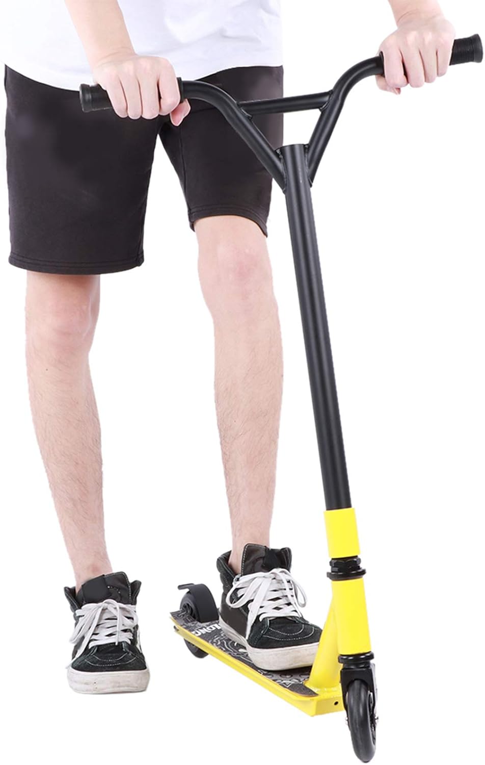 Yellow Portable ScootAdult Stunt Scooter with 2 PU Wheels, PU Pla Wheels for Stunt, Sliding Pedal Equipment with ABEC 7 Steel