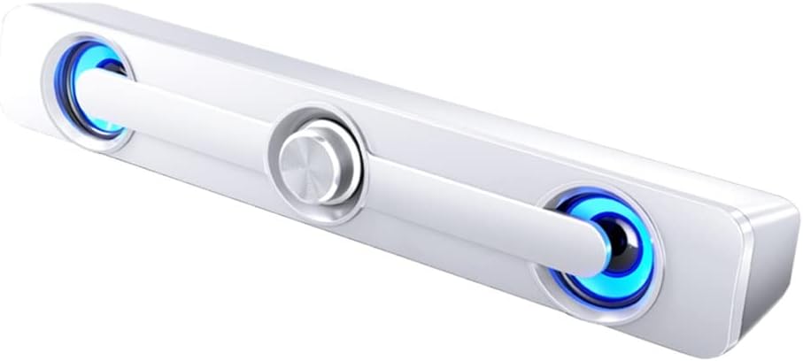 Computer Speaker 3W USB Wired Powerful Bar Stereo Subwoofer Bass Speaker Surround Sound Box for PC Laptop (Color : White) (White)