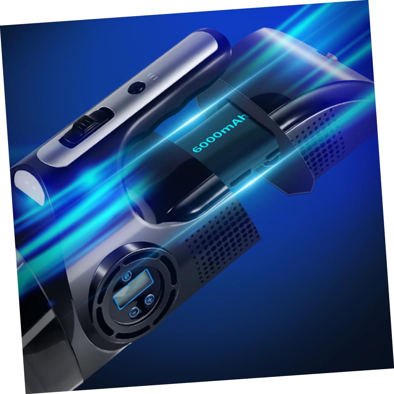 MUCKLILY 2pcs Car Air Pump Digital Tire Pressure Gauge Inflatable Air Pump Led Light Handheld Vacuum