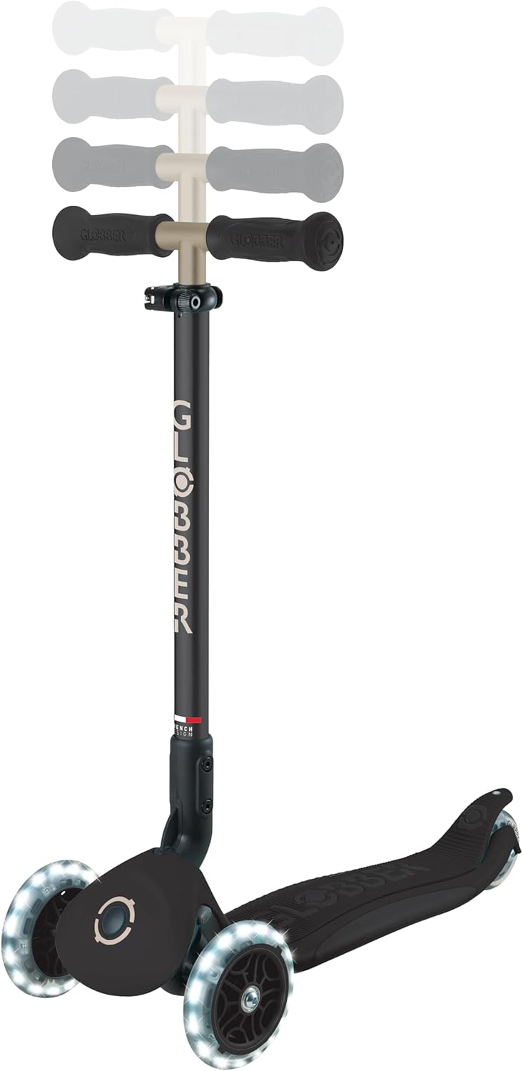 GLOBBER GO-UP Deluxe Lights - 3 in 1 Tricycle, 120/80 mm, ABEC 9, 3 Wheels, Height Adjustable, LED Light Wheels