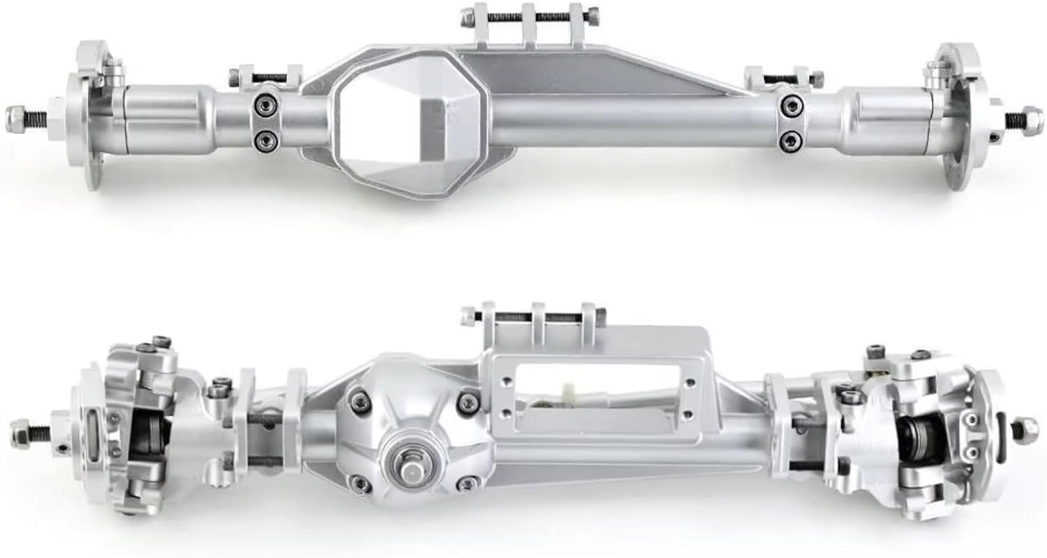 Compatible with Axial RBX10 1/10 RC Crawler Car Upgrade Parts Accessories Metal Front and Rear Complete Axle Set RC Front and Rear Axle(Silver,1Set)