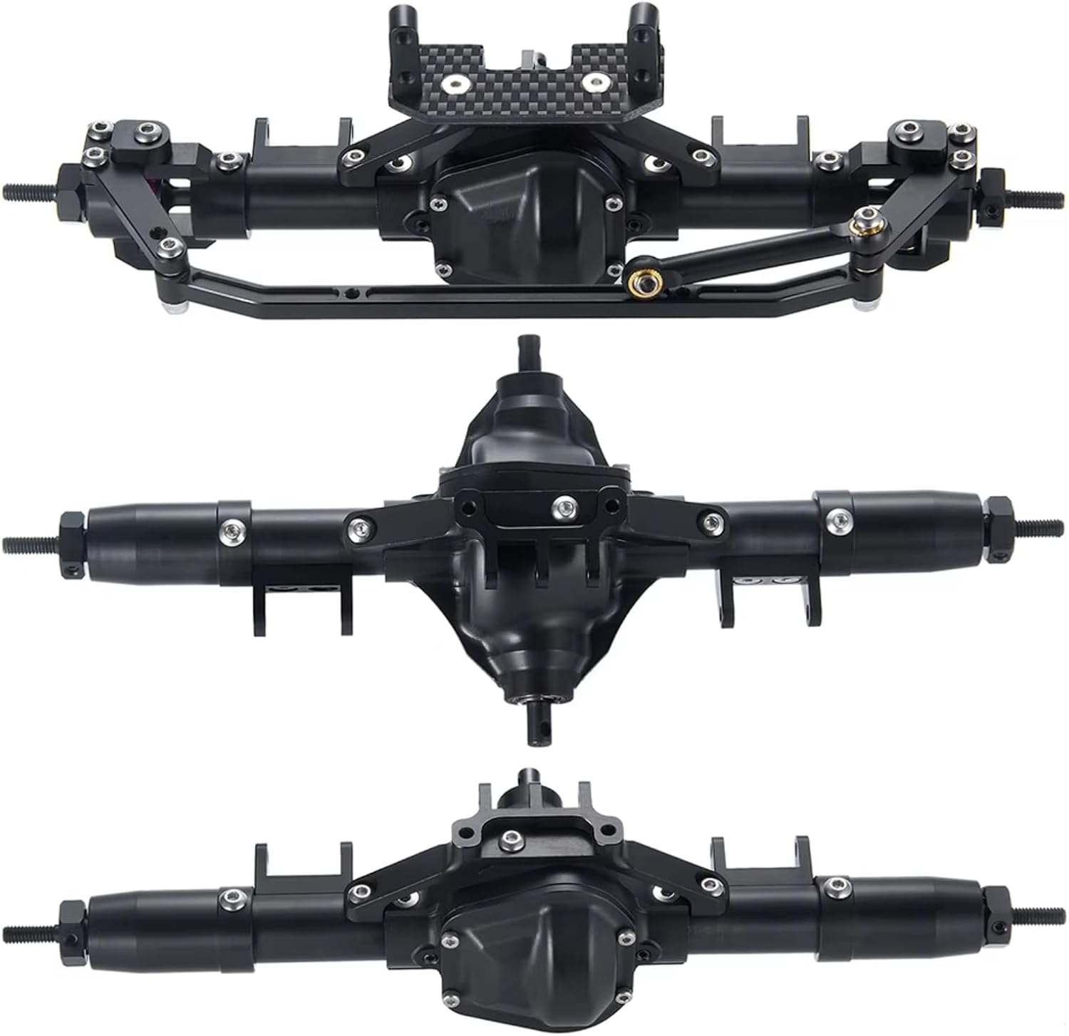 Compatible with Axial for SCX10 1/10 RC Crawler Car Upgrade Parts Accessories CNC Metal Alloy Front/Middle/Rear Complete Axle RC Front and Rear Axle(1Set)