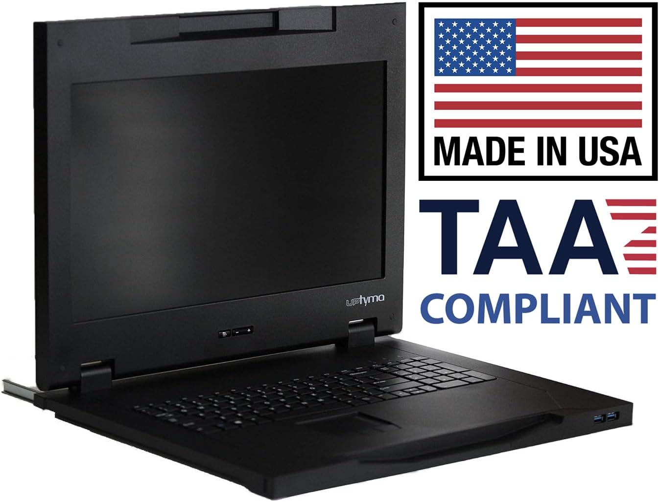 KVM Console 17.3 Full HD - Made in USA - TAA Compliant - 1U Rackmount Console Rack - Server Rack Mount Monitor with 1920 x 1080 Resolution - Rackmount Monitor with VGA & Display Port by Uptyma