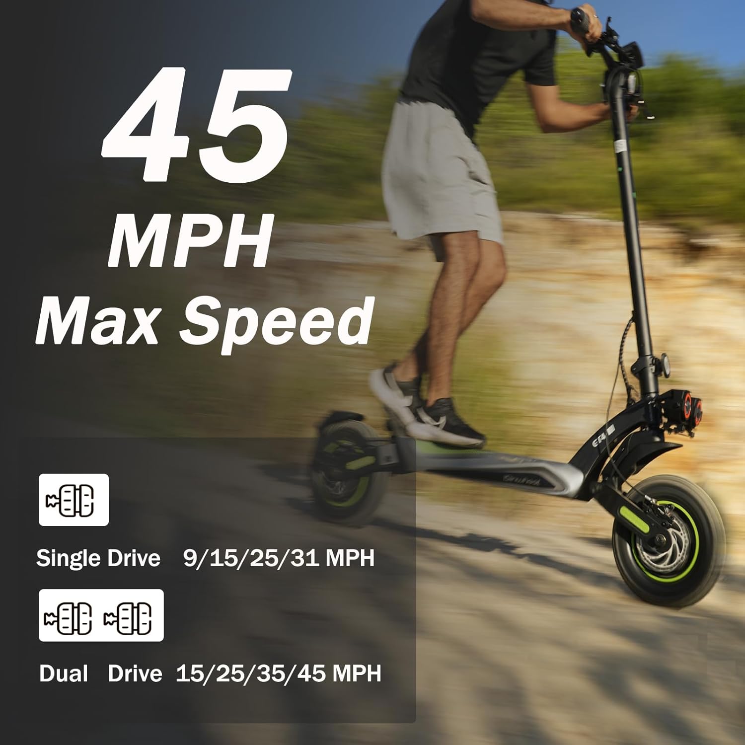 isinwheel GT4 Electric Scooter,2400W Dual Motor, 50 Miles Range,Up to 45MPH Folding E Scooter for Adults, 12'' Off Road Tires,330 lbs Load,Off Road Electric Scooter for Adult with Dual Suspension,APP